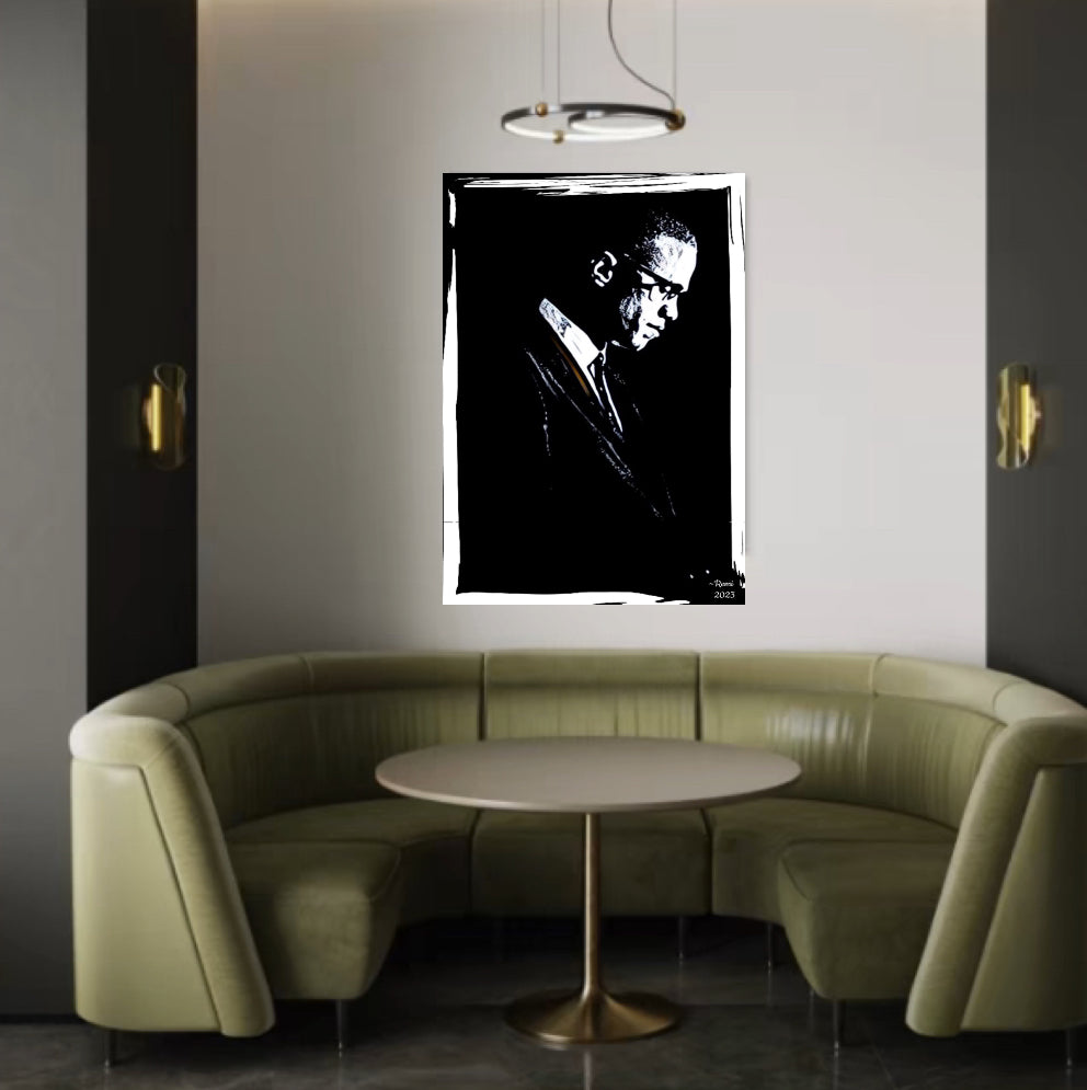 An amazing black&white    Malcolm X canvas print wall hanging ready to display Size 50x60 cm