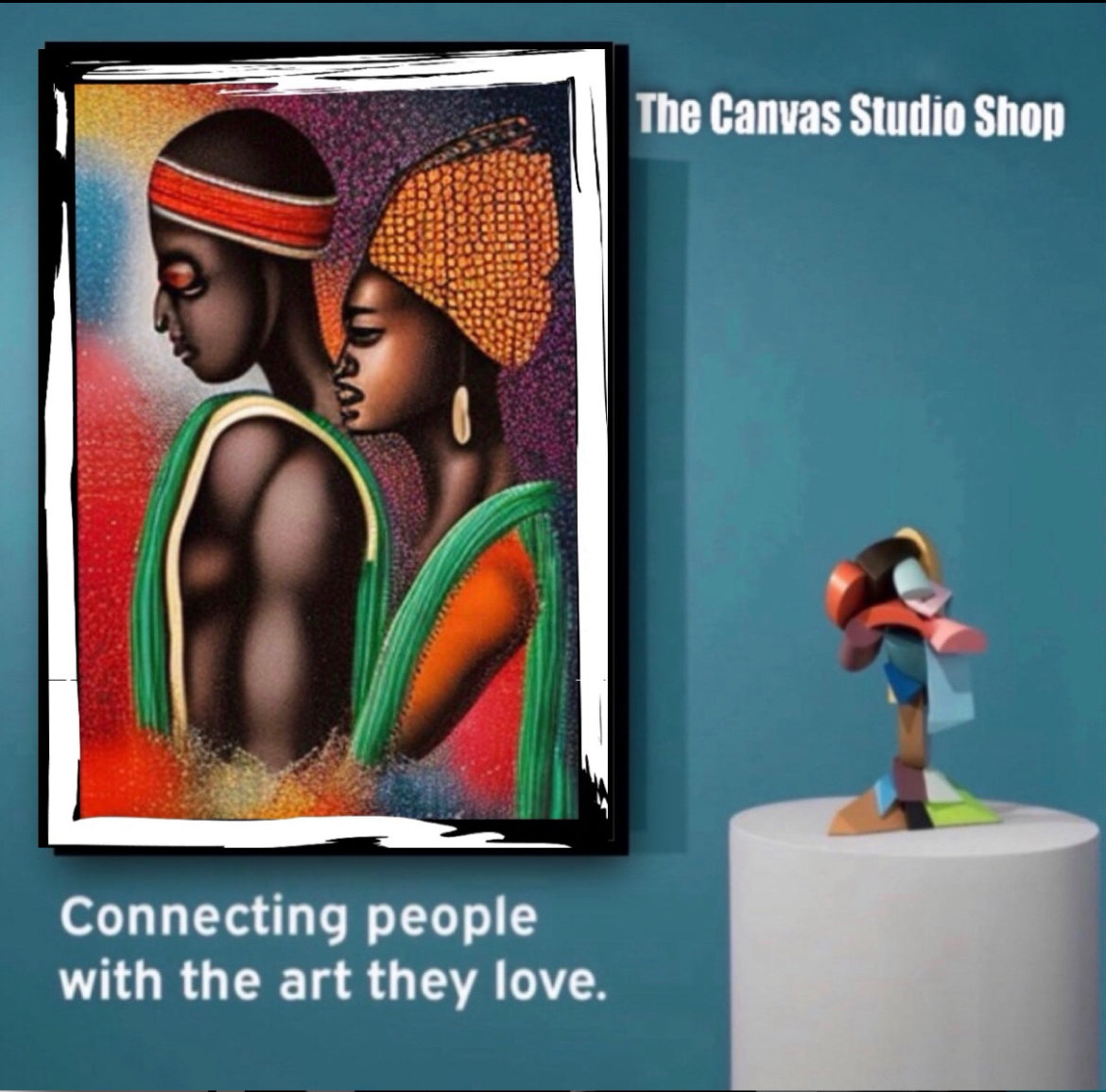 African Art Canvas Print Wall Hanging ready to display Size 50x60cm ~ By Remi Okuleye