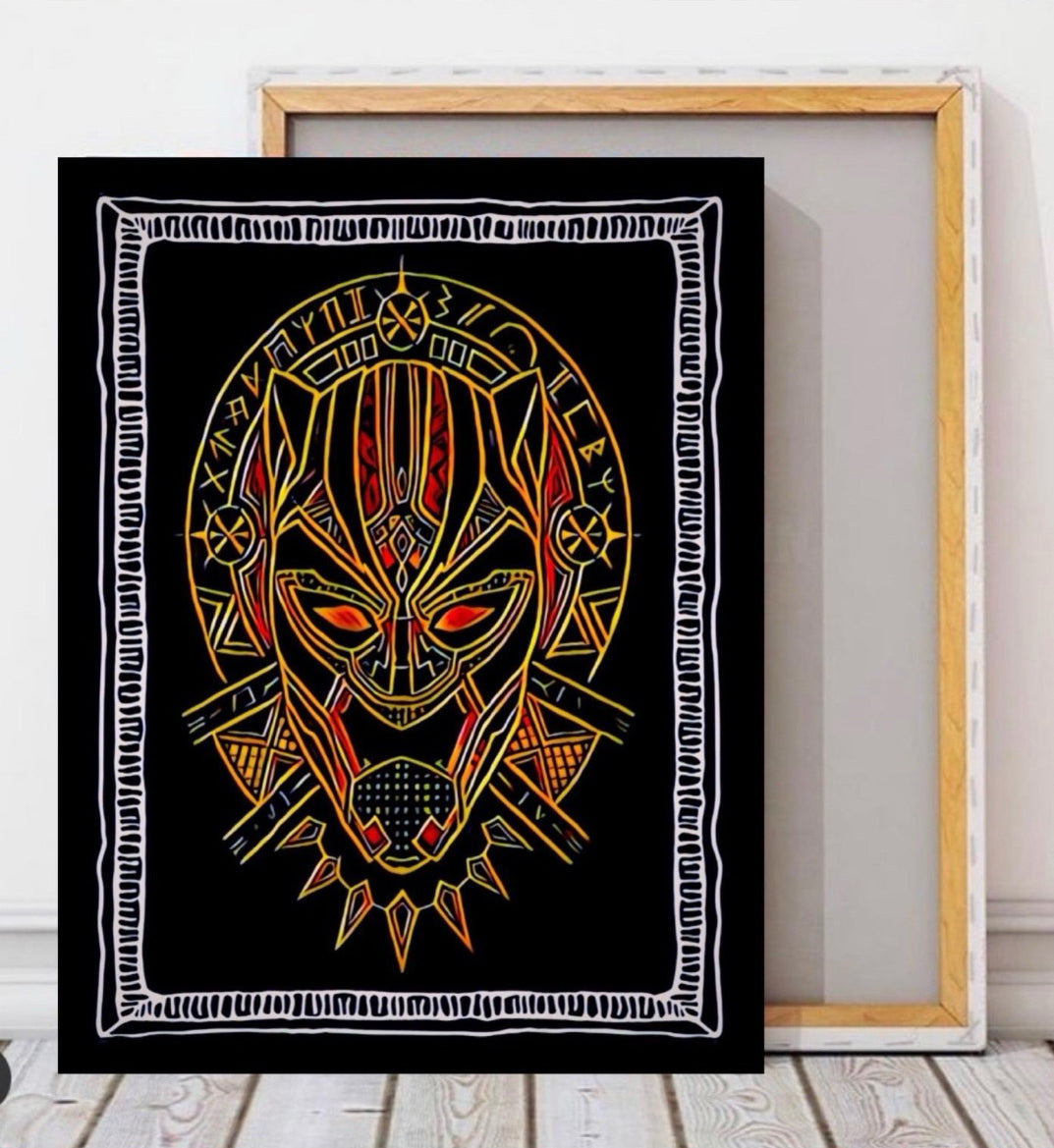 An Amazing Black Panther Mask Canvas Print Wall Hanging ready to display~By Remi Okuleye