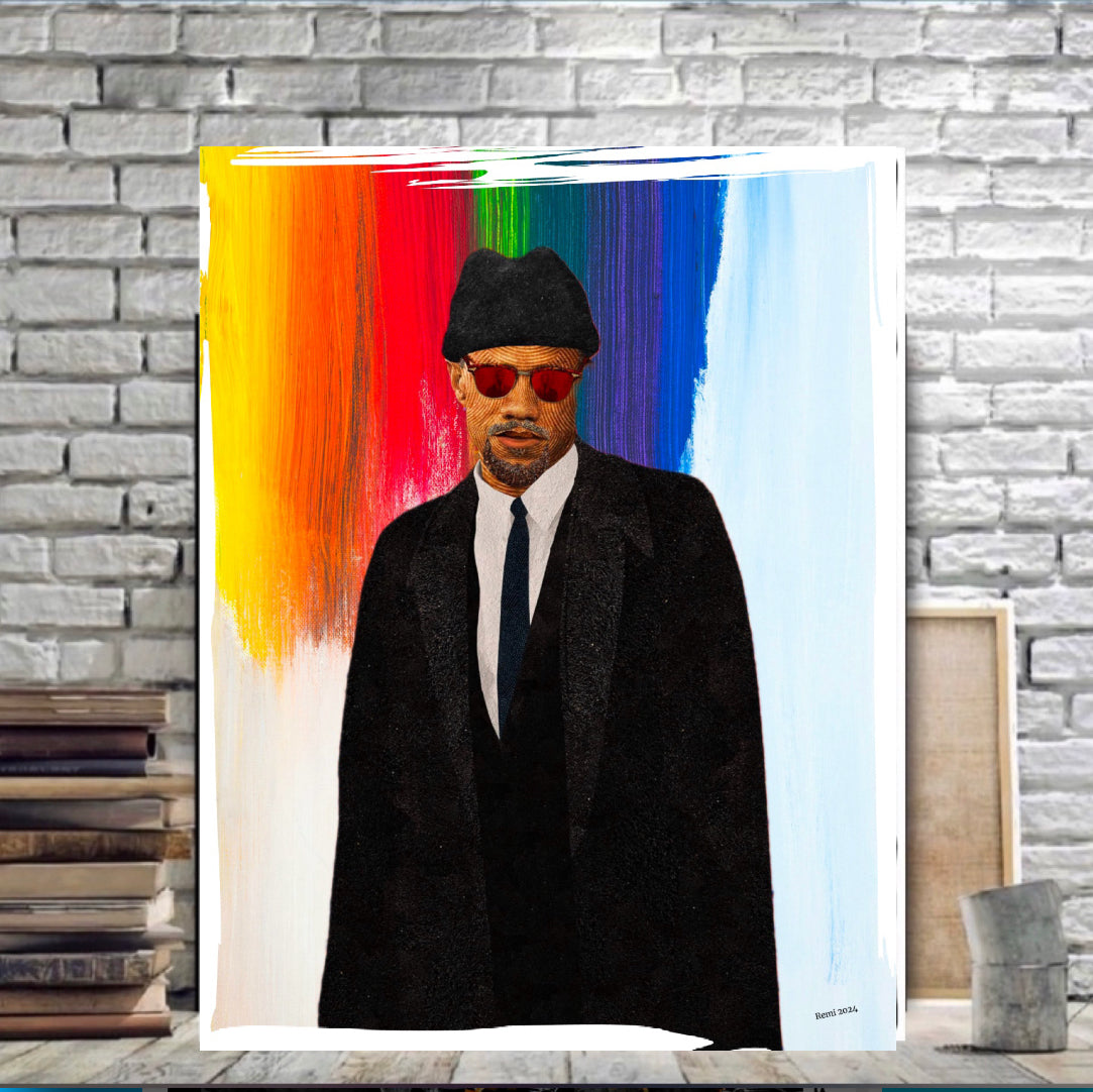 An amazing Malcolm X Portrait Canvas Print 50x60 cm ready to display ~By Remi Okuleye