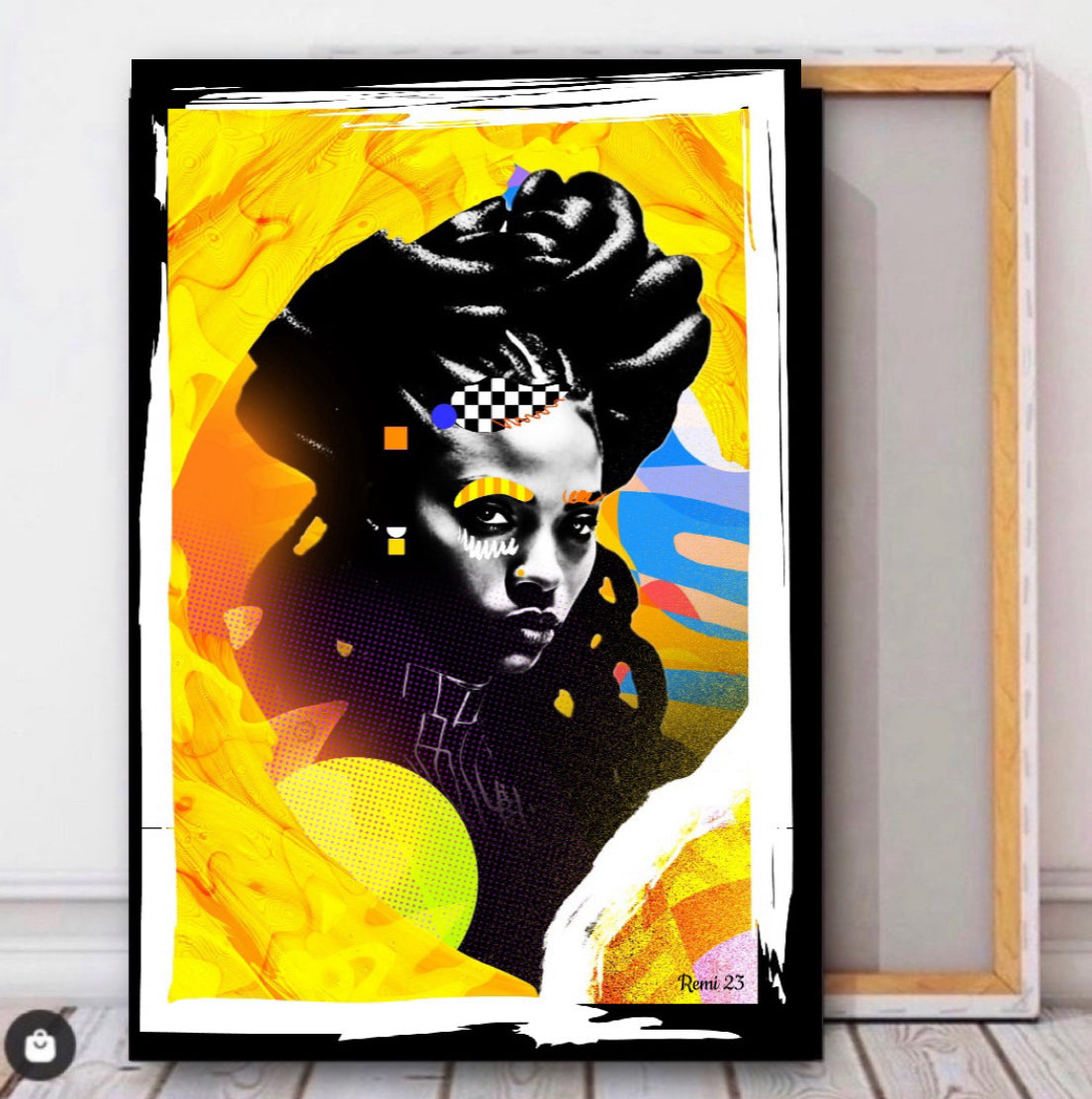 Morden African Art Canvas Print Wall Hanging ready to display Size 50x60 cm ~ By Remi Okuleye