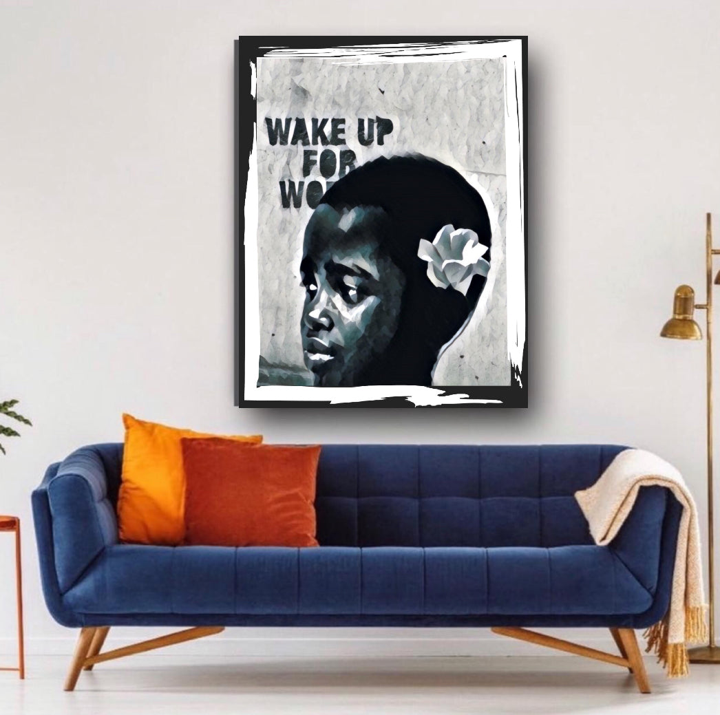 Limited Edition African child canvas print wall hanging ready to display; Size 50x60 cm