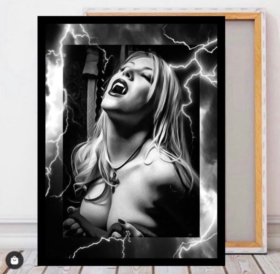 A vampire Black&White Canvas Print Wall Hanging ready to display Size 50x60cm ~By Remi Okuleye