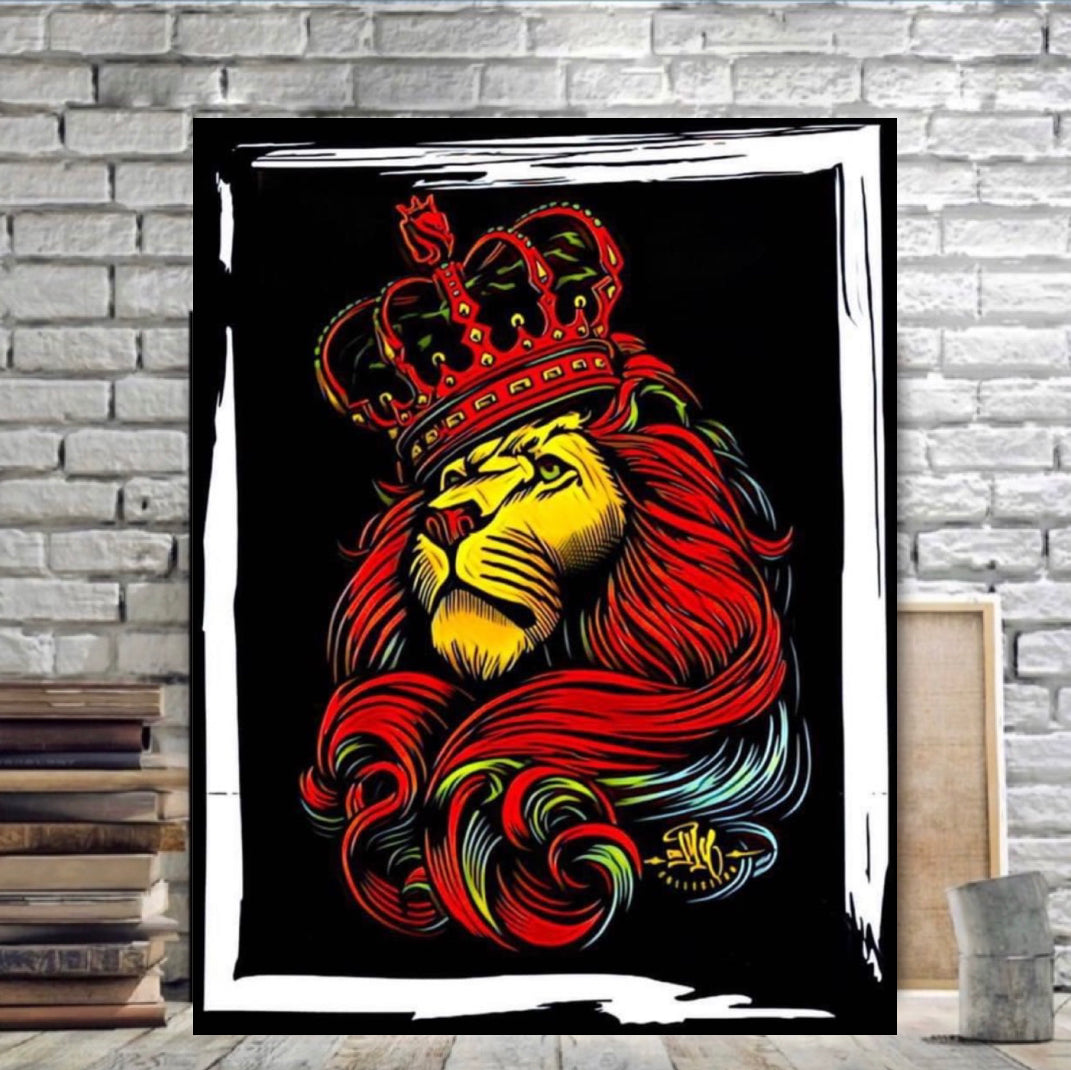 Lion of Judah Canvas print wall hanging ready to display:Size 50x60 cm.~By Remi Okuleye