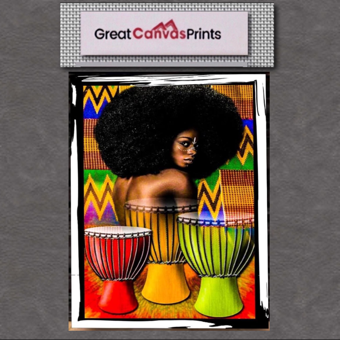 African art canvas print wall hanging ready to display: Size 50x80 cm ~By Remi Okuleye