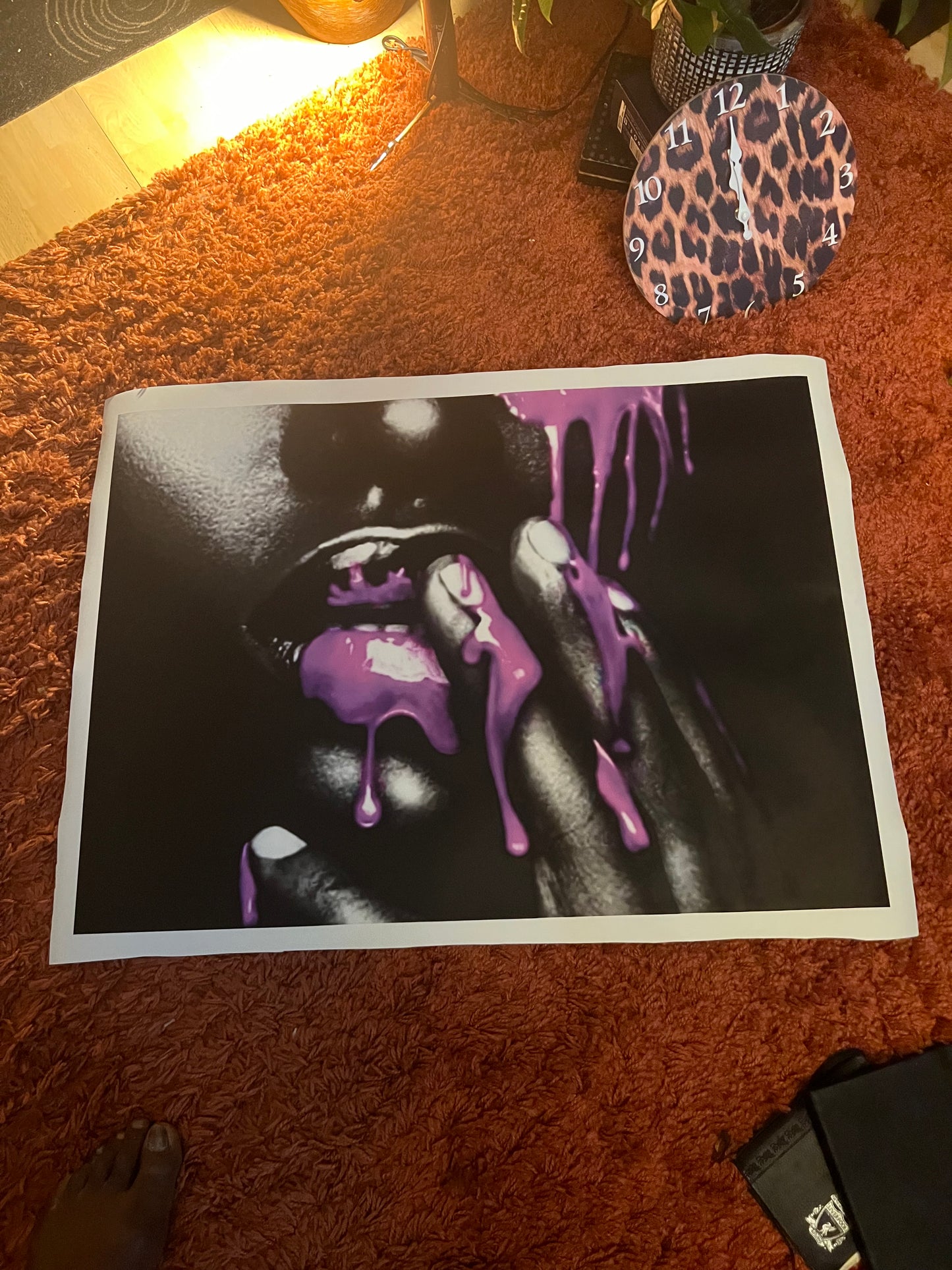 Dripping Purple Canvas Print comes ready to display size 70x50 cm