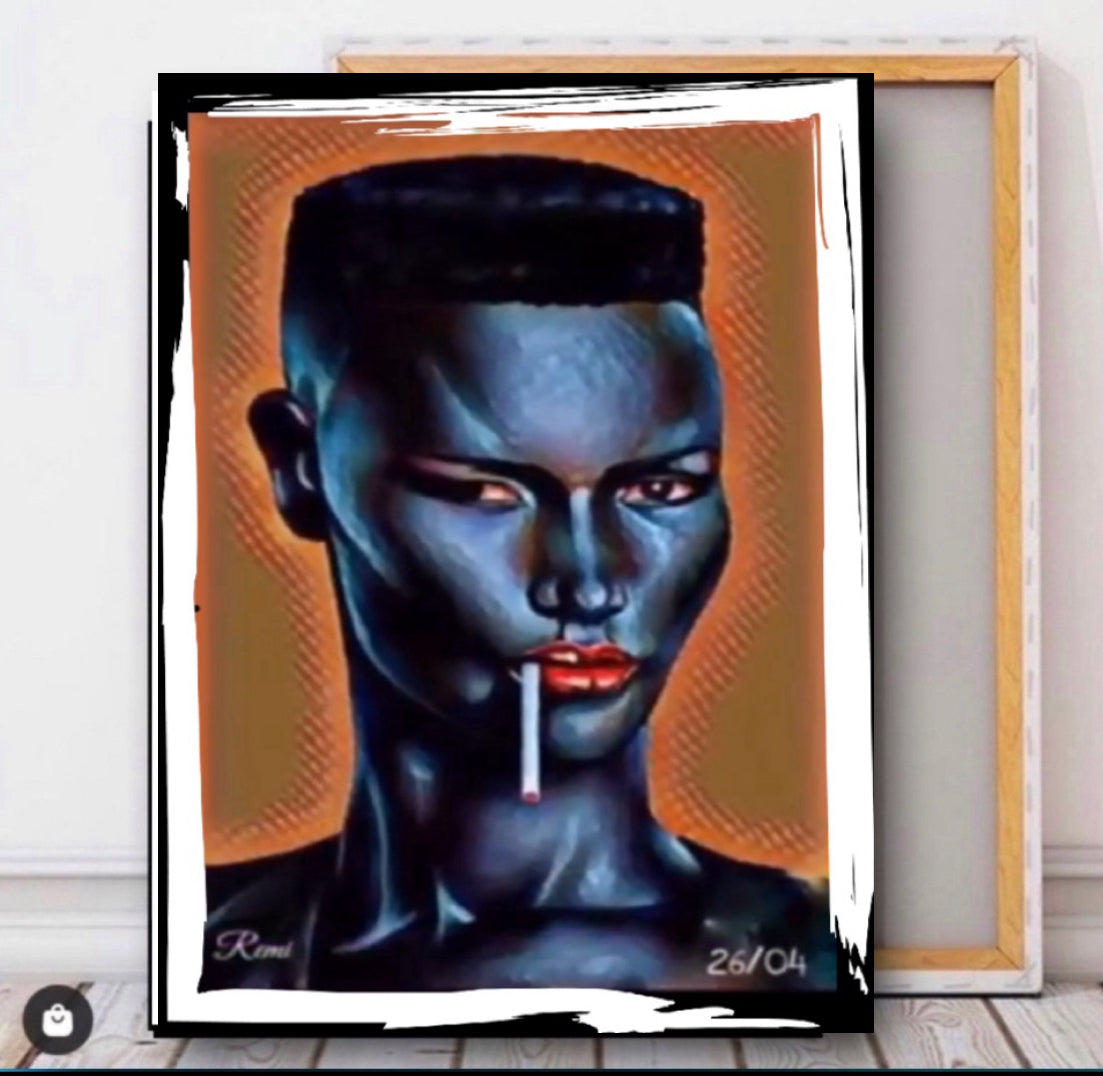 An amazing GRACE JONES canvas print wall hanging ready to display: Size 50x80 cm ~ Remi Okuleye