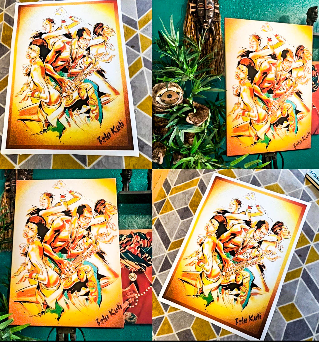 Fela Kuti canvas print wall hanging comes ready to display Size 50x60 cm