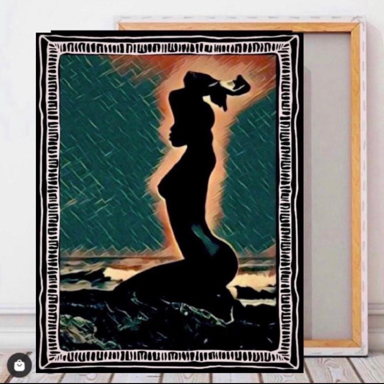 African silhouette canvas print wall hanging ready to display Size 50x60cm