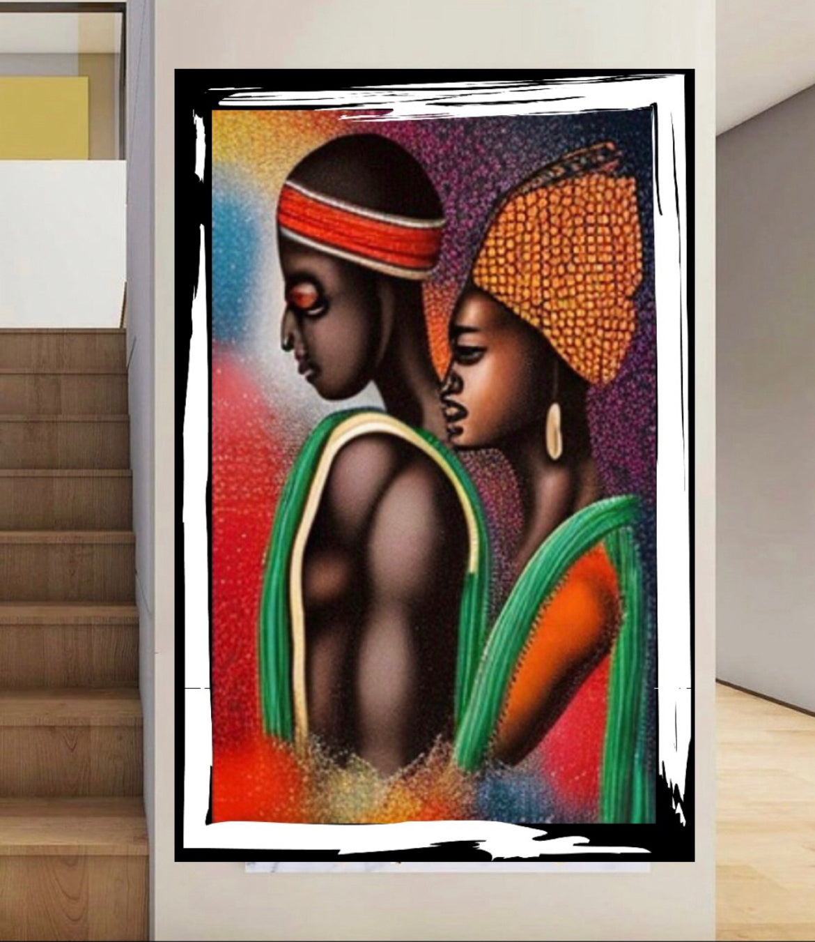 African Art Canvas Print Wall Hanging ready to display Size 50x60cm ~ By Remi Okuleye