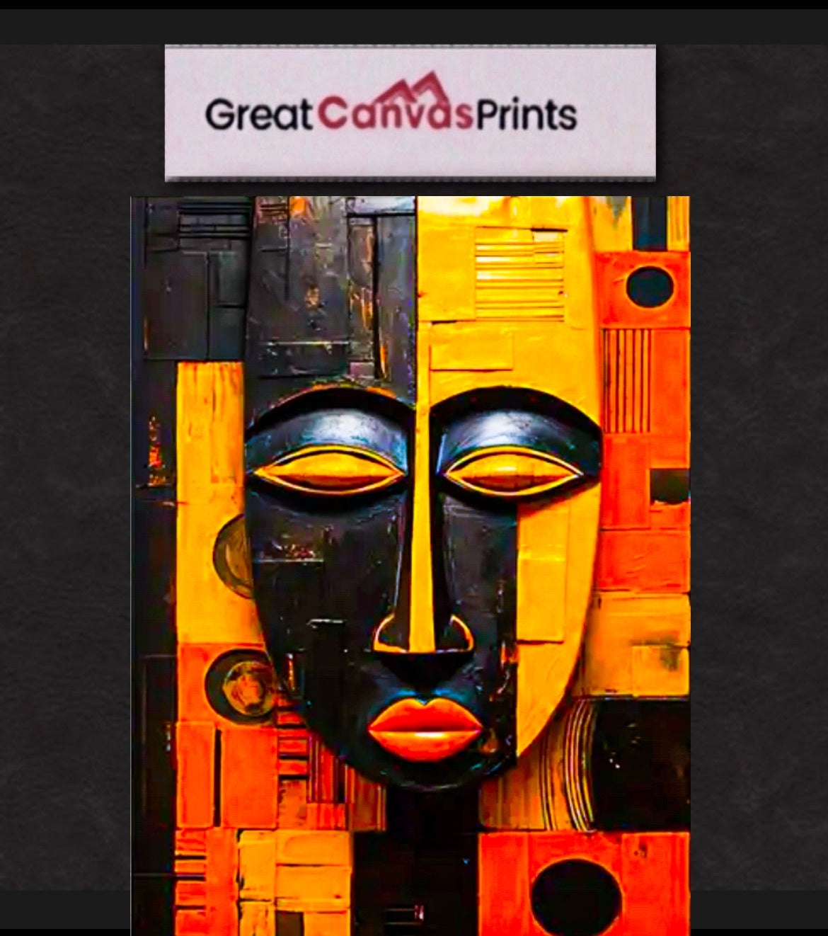 African Mask poster  Canvas Art Print, 50x70 cm - Framed Wall Decor for Living Room & Bedroom comes ready to display