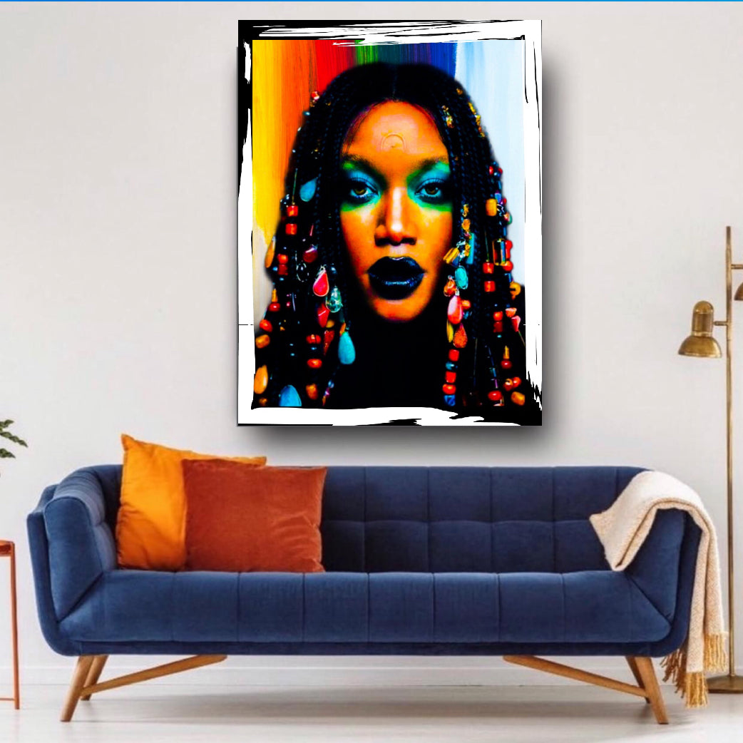 Morden art portrait canvas print wall hanging ready to display : Size 50x60 cm~by Remi Okuleye