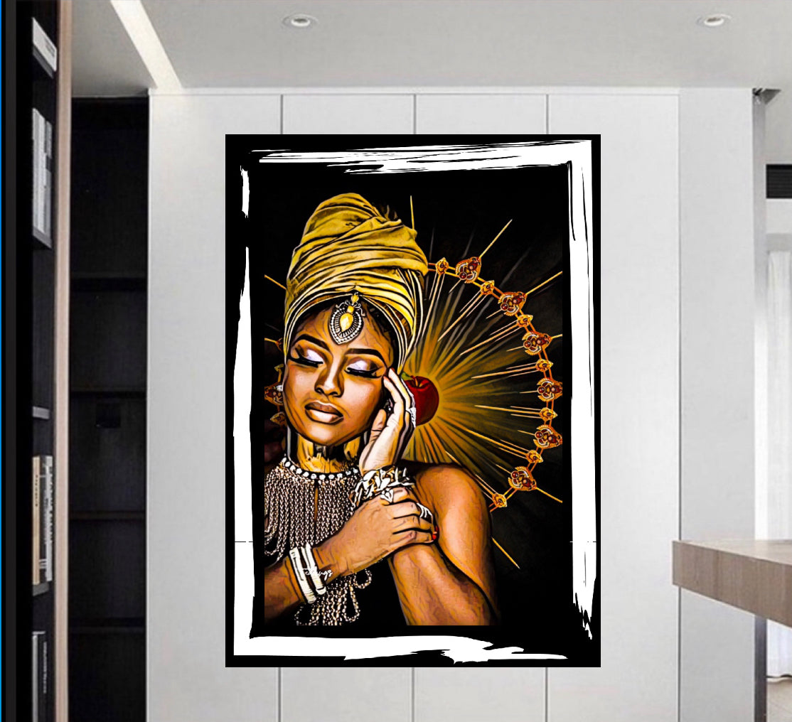 Morden Afro Art Canvas Print Wall Hanging ready to display Size 50x60 cm