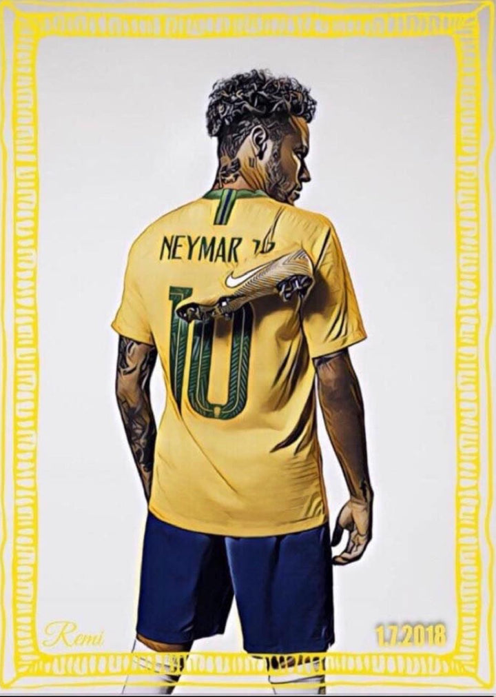 A Neymar Photo Canvas Print  Wall Hanging ready to display size 50x60cm : By Remi Okuleye