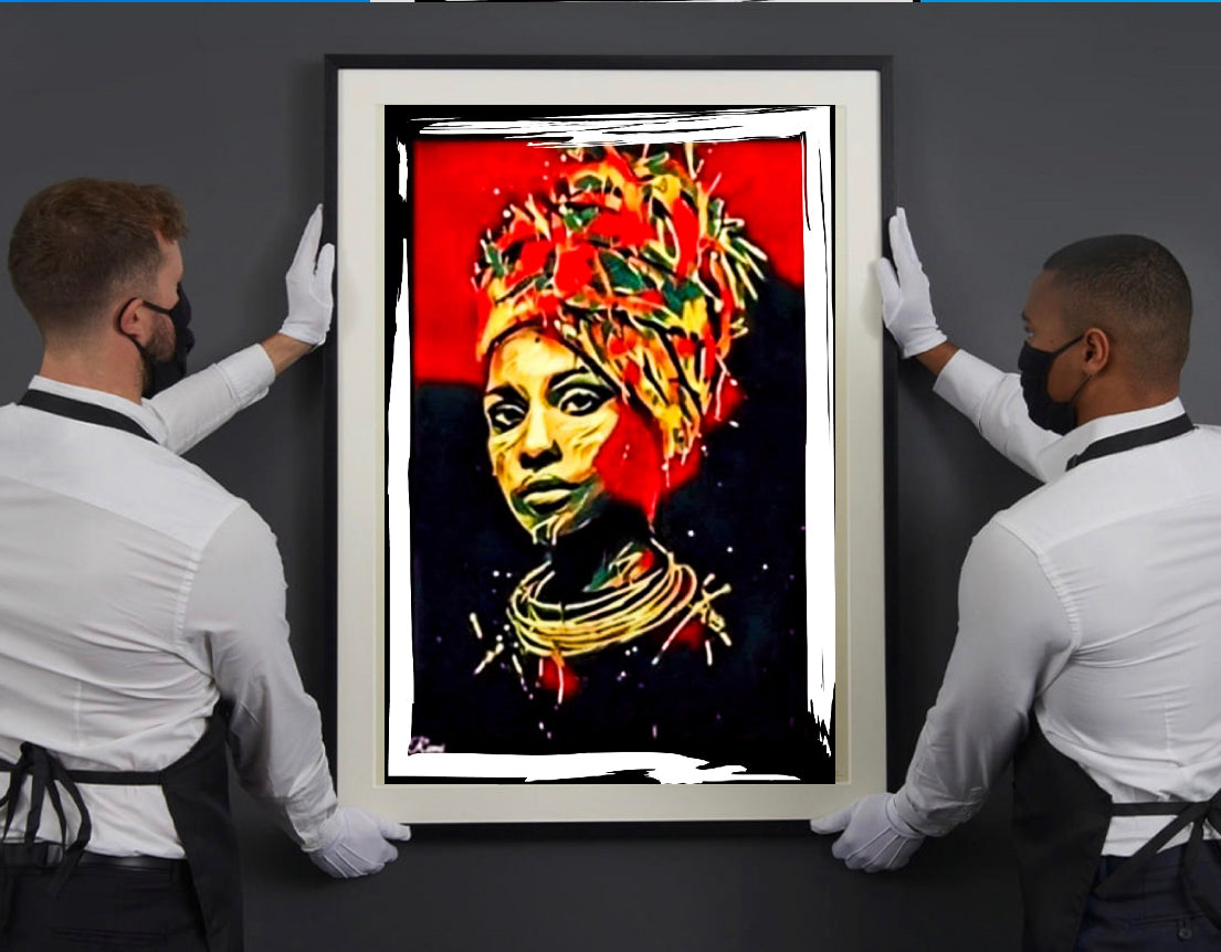 African women in traditional headdress canvas print wall hanging ready to display Size 50x60 cm