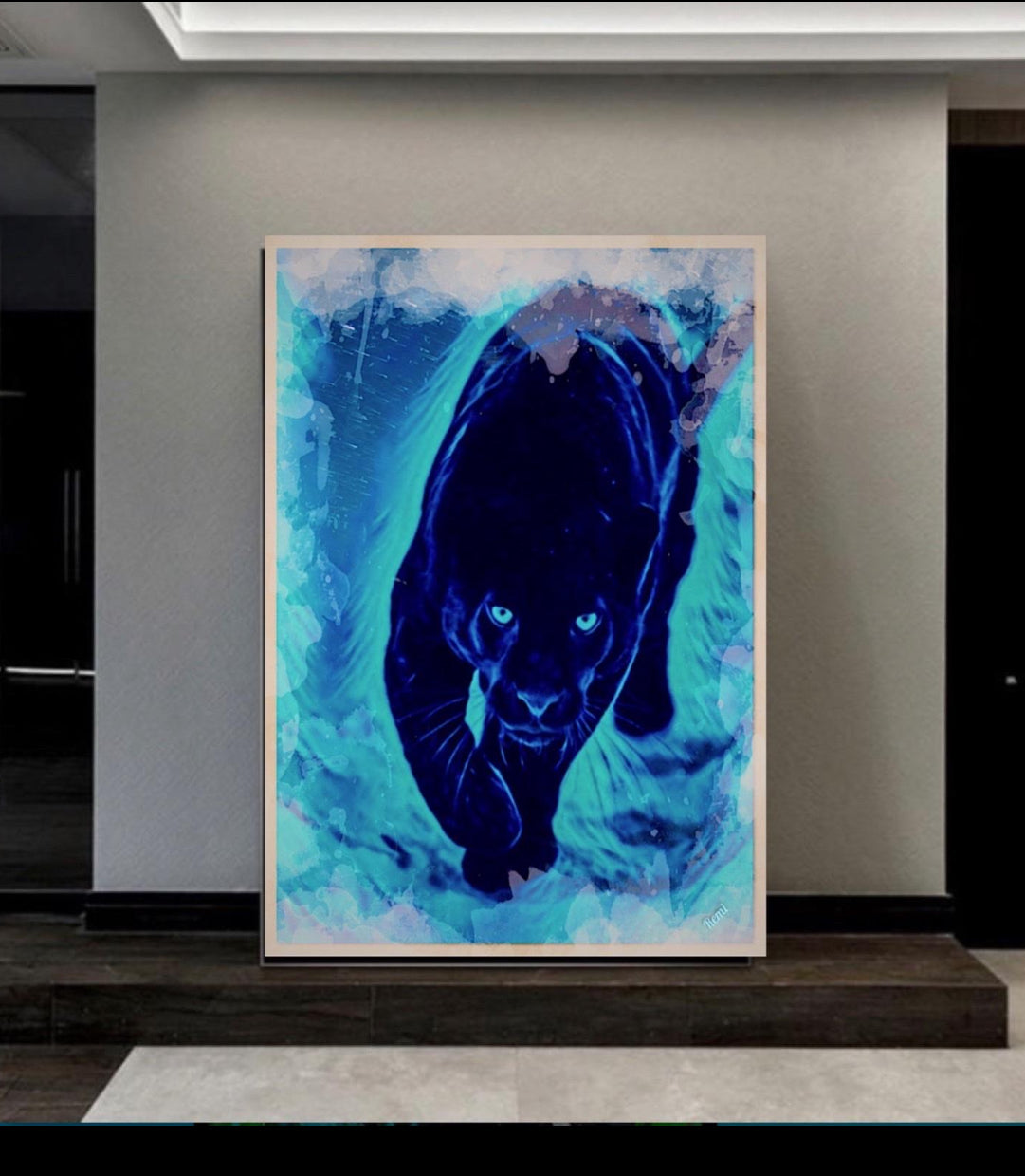 An Amazing A BLACK PANTHER canvas print wall hanging ready to display : Size 50x80 cm ~By Remi Okuleye