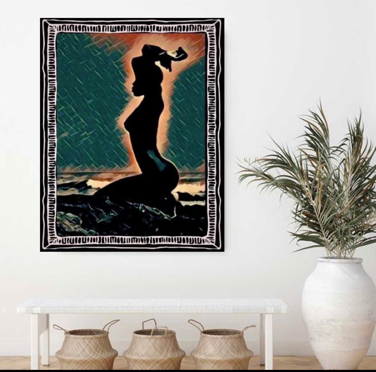 African silhouette canvas print wall hanging ready to display Size 50x60cm