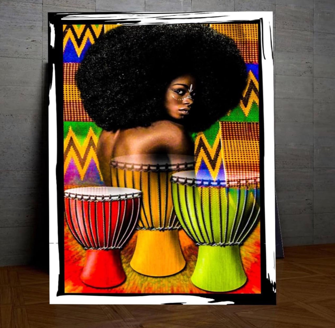 African art canvas print wall hanging ready to display: Size 50x80 cm ~By Remi Okuleye