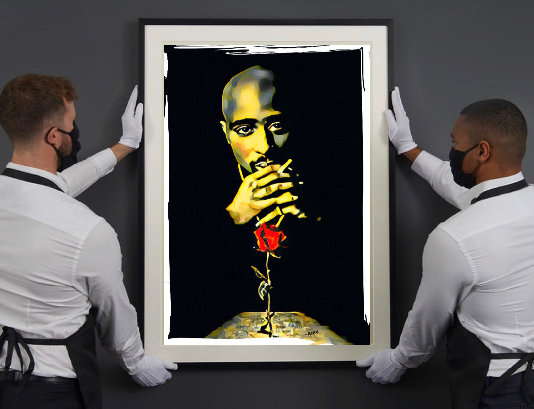 The Rose That Grow from concrete Tupac Shakur canvas print wall hanging ready to display  Size 50x80 cm~By Remi Okuleye