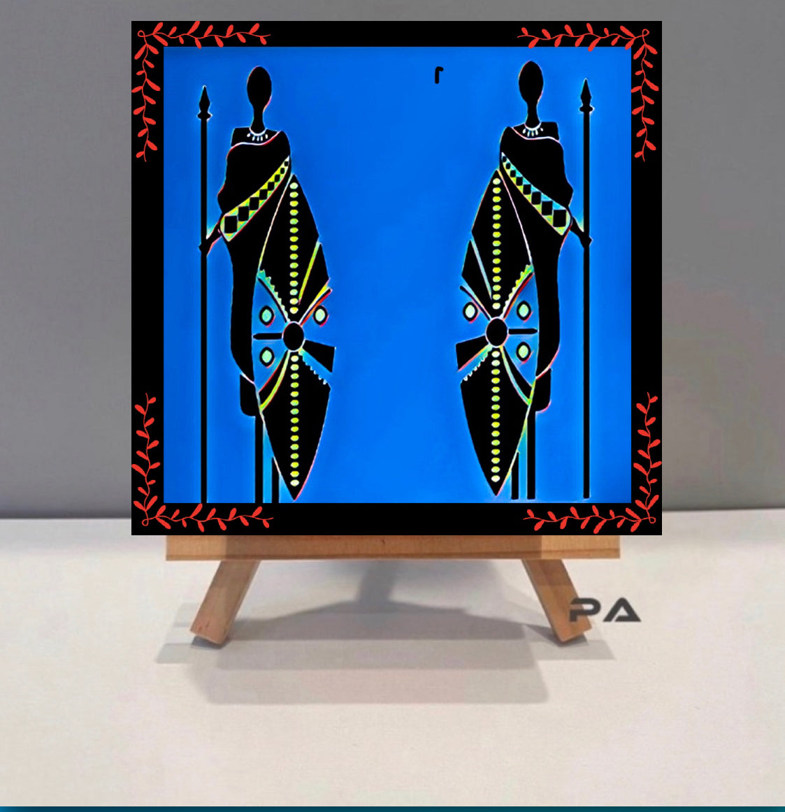 African tribal canvas print wall hanging female warriors comes ready to display: Size 60x60 cm