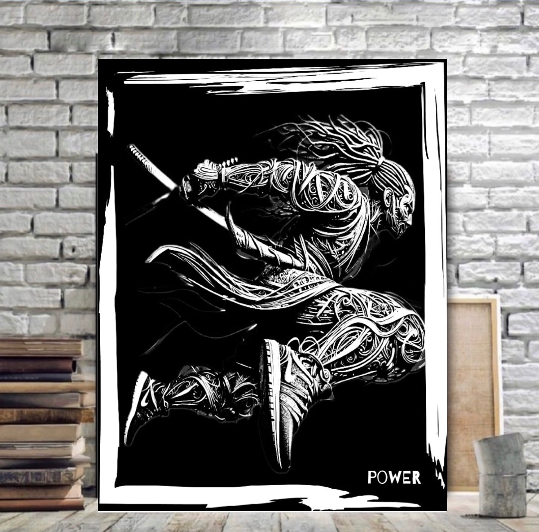 Our latest canvas print wall hanging (Warrior Spirit) produced by hand ready to display:Size 50x60cm