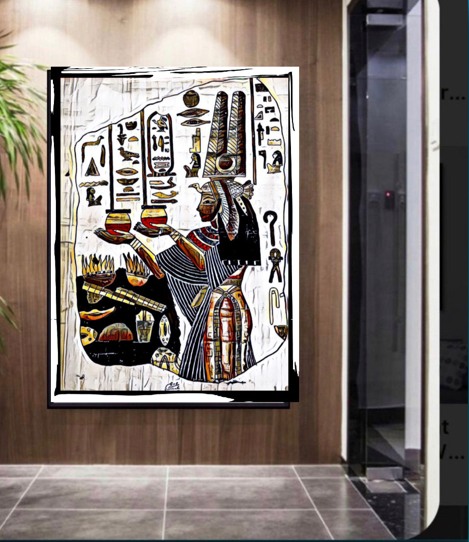 Ancient Egyptian canvas print wall hanging ready to display : 50x60cm~By Remi Okuleye