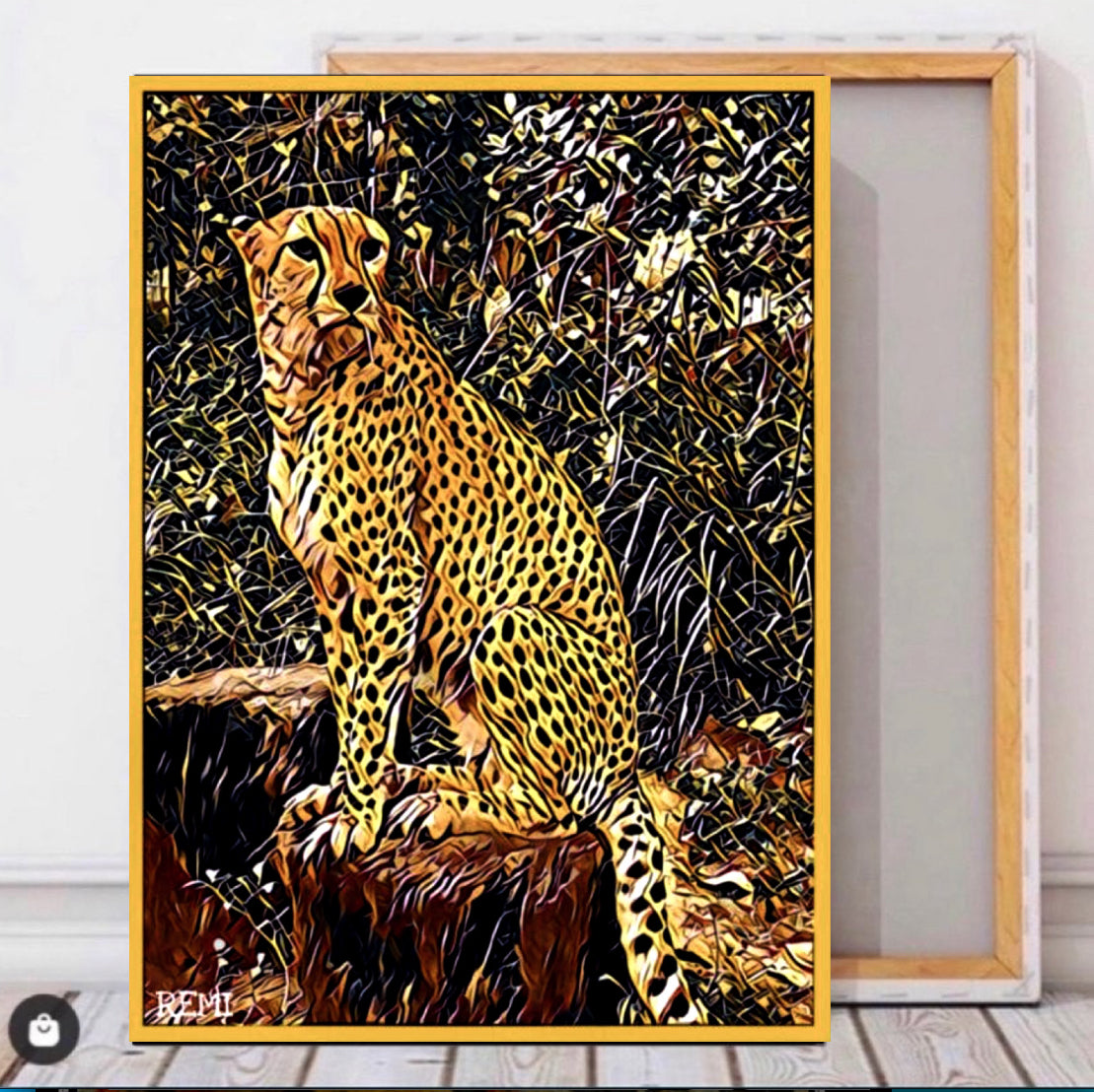 An amazing 1pc Golden Cheetah Animal Art Canvas Print Wall Decor, Picture, Leopard Print For Living Room Decoration, Read to Display Size 50x80cm