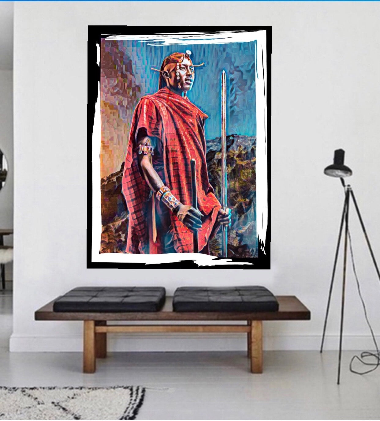 African art canvas print wall hanging ready to display Size 50x80cm ~By Remi Okuleye