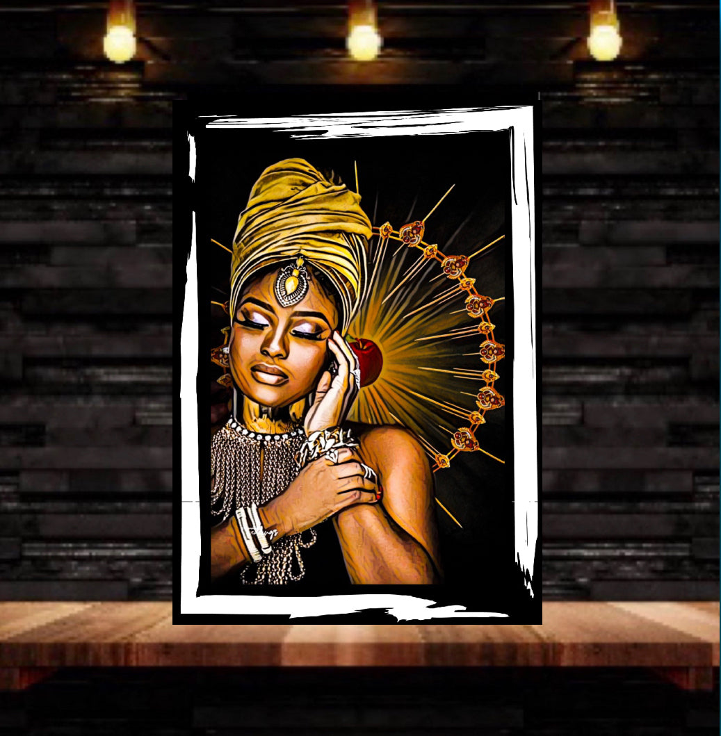 Morden Afro Art Canvas Print Wall Hanging ready to display Size 50x60 cm