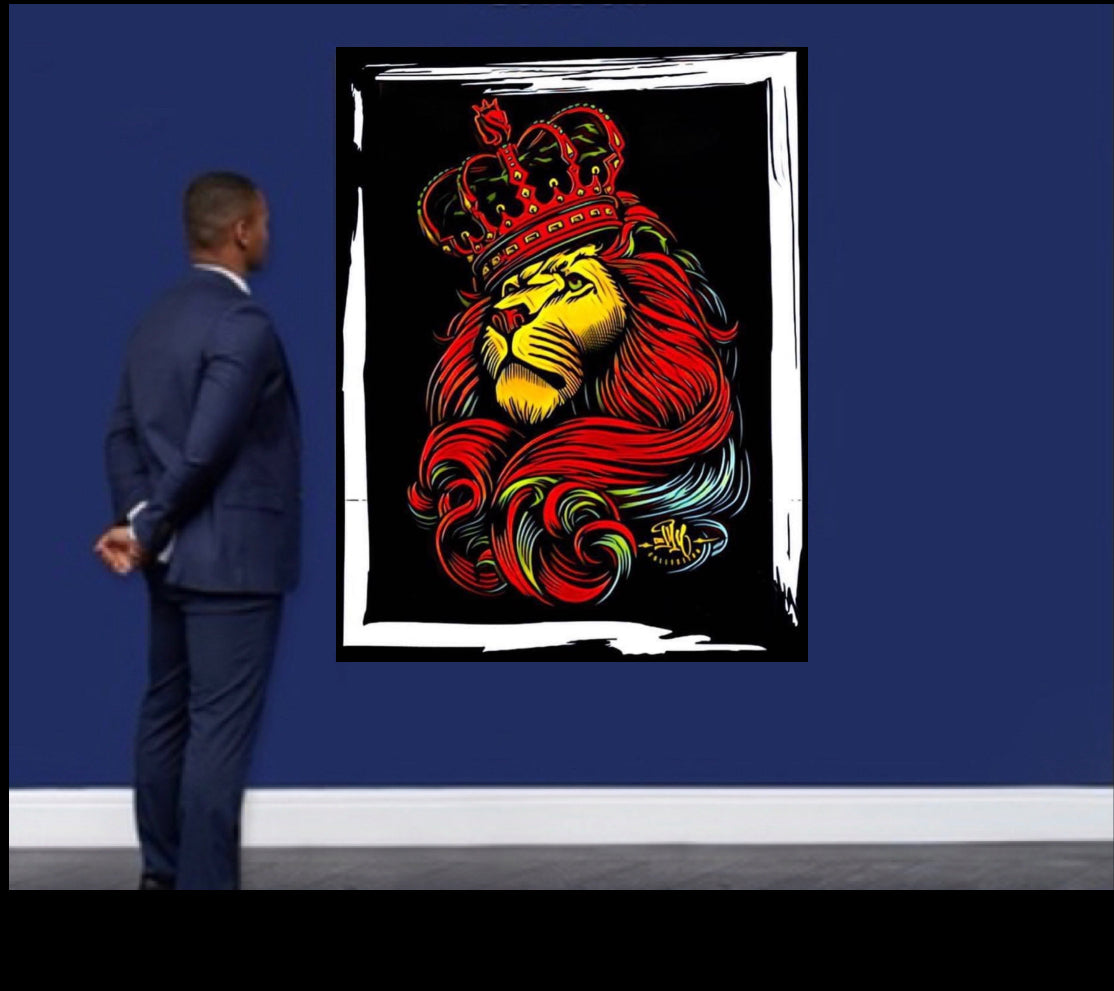 Lion of Judah Canvas print wall hanging ready to display:Size 50x60 cm.~By Remi Okuleye