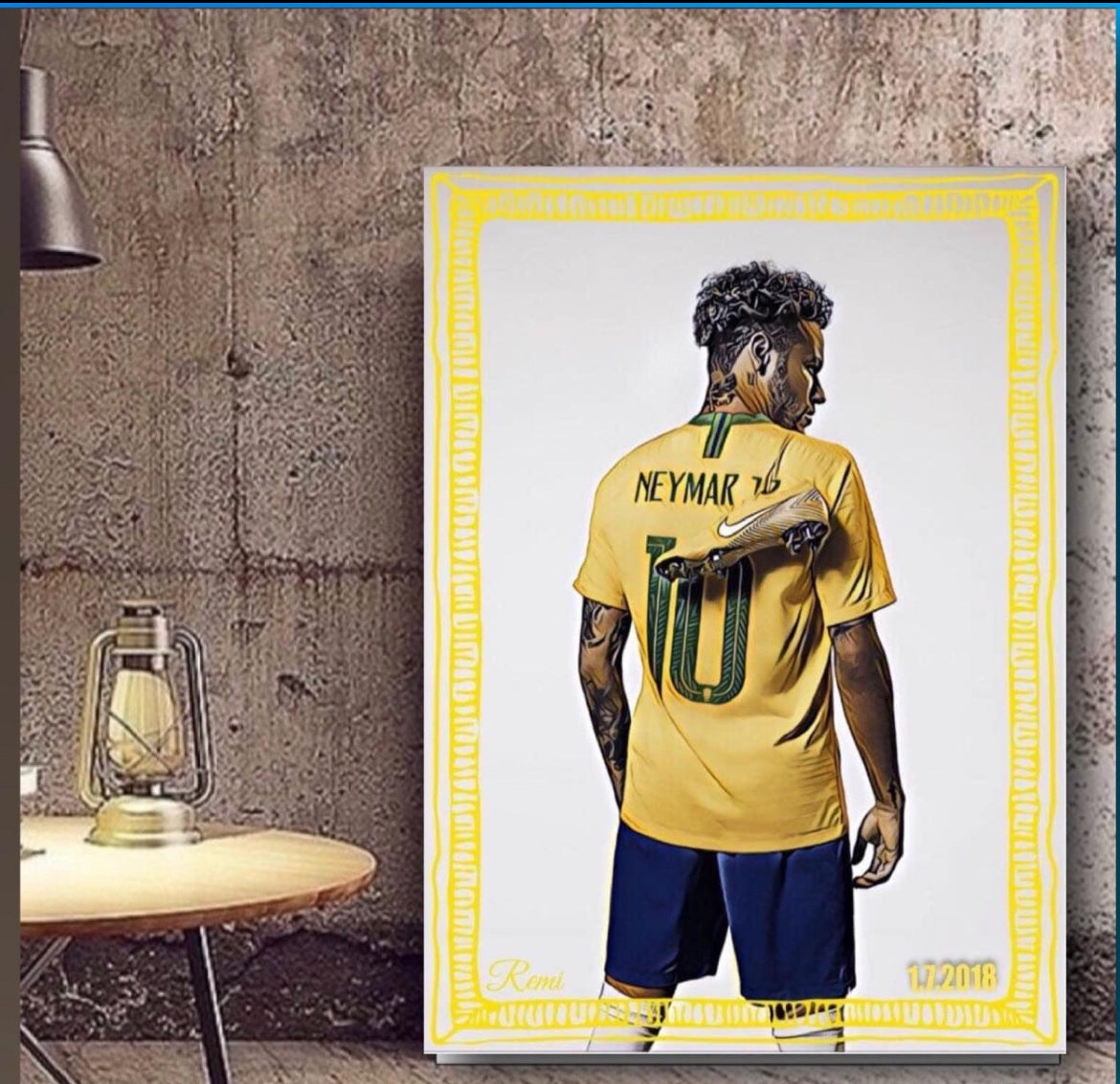 A Neymar Photo Canvas Print  Wall Hanging ready to display size 50x60cm : By Remi Okuleye