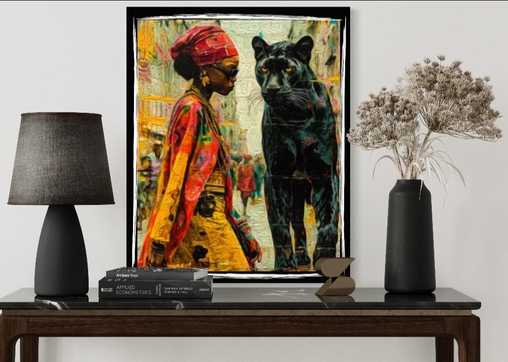 Morden Afro art canvas print wall hanging ready to display:Size 50x60 cm