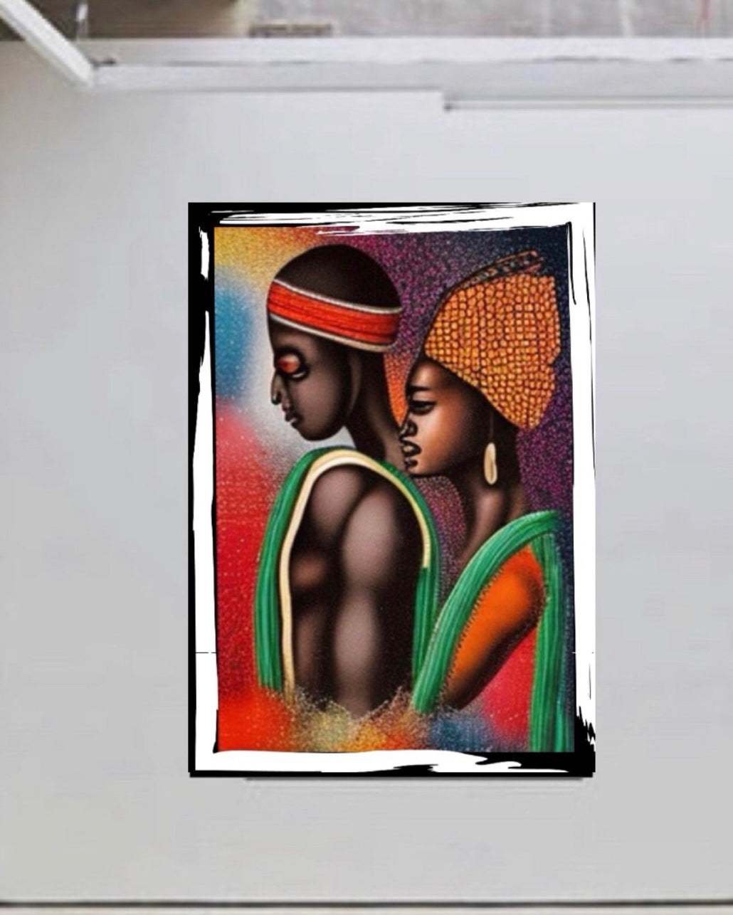 African Art Canvas Print Wall Hanging ready to display Size 50x60cm ~ By Remi Okuleye