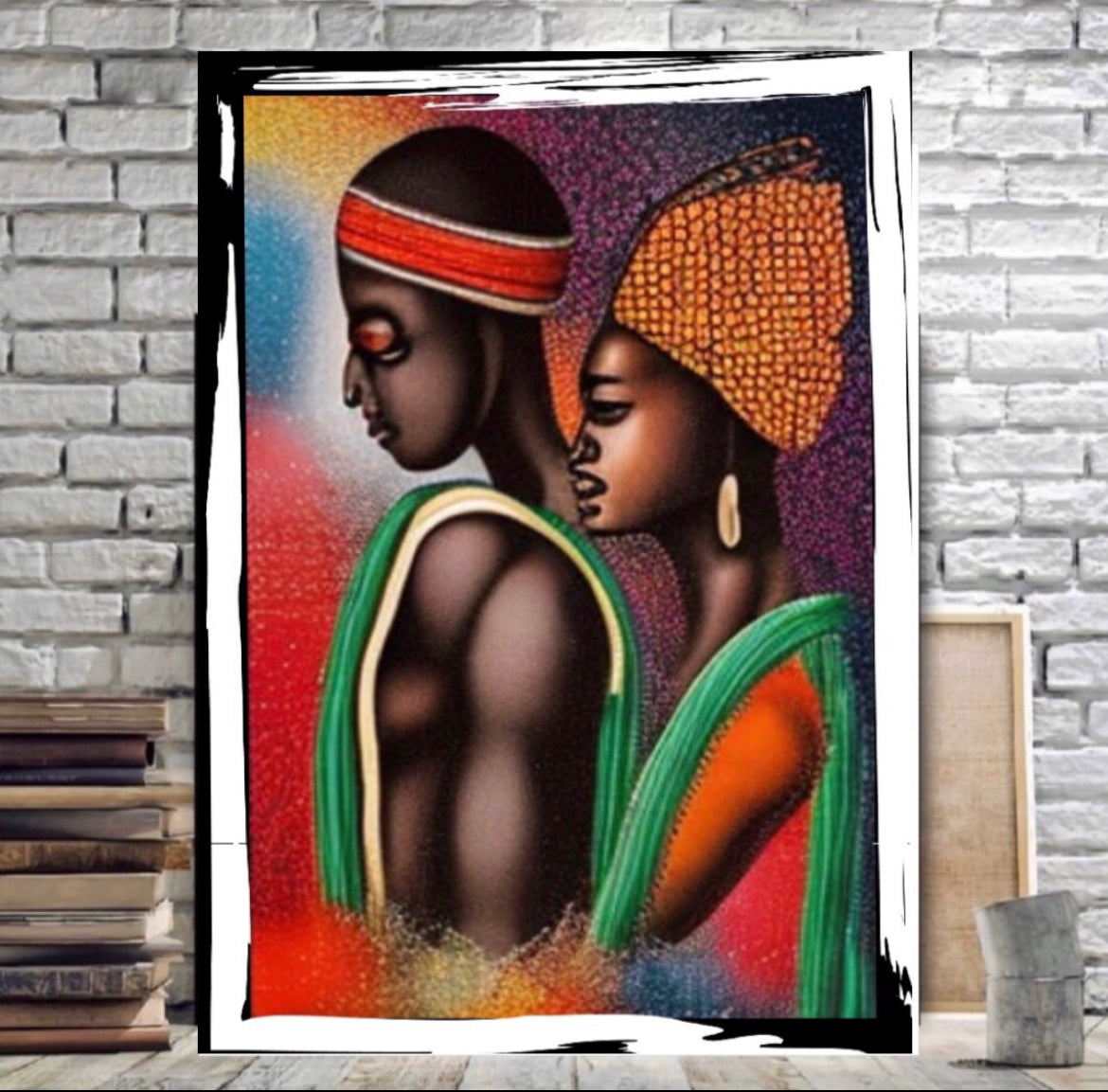 African Art Canvas Print Wall Hanging ready to display Size 50x60cm ~ By Remi Okuleye