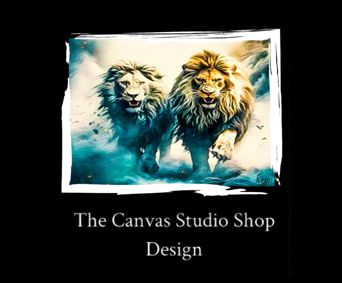 Two Lions canvas print wall hanging ready to display 80x50cm ~By Remi Okuleye