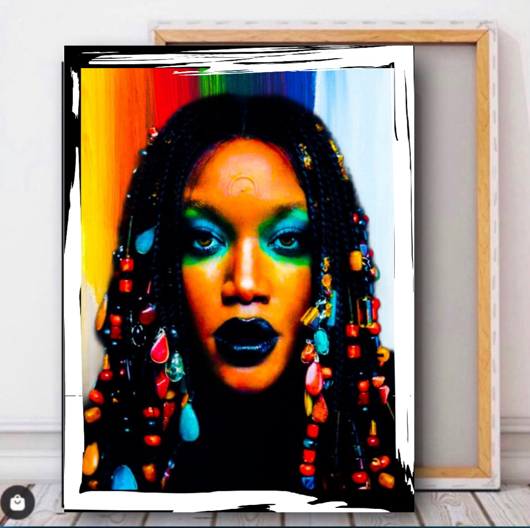 Morden art portrait canvas print wall hanging ready to display : Size 50x60 cm~by Remi Okuleye