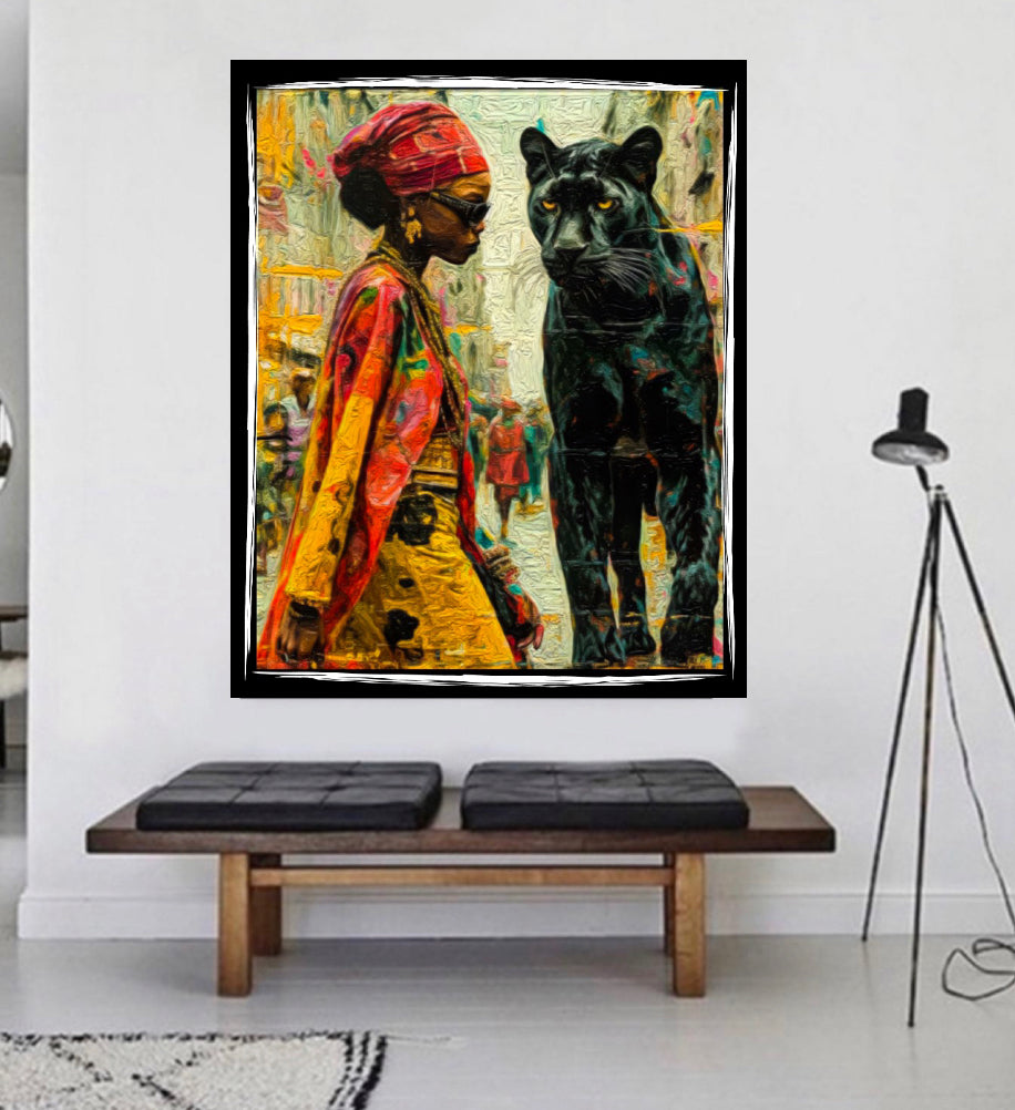 Morden Afro art canvas print wall hanging ready to display:Size 50x60 cm