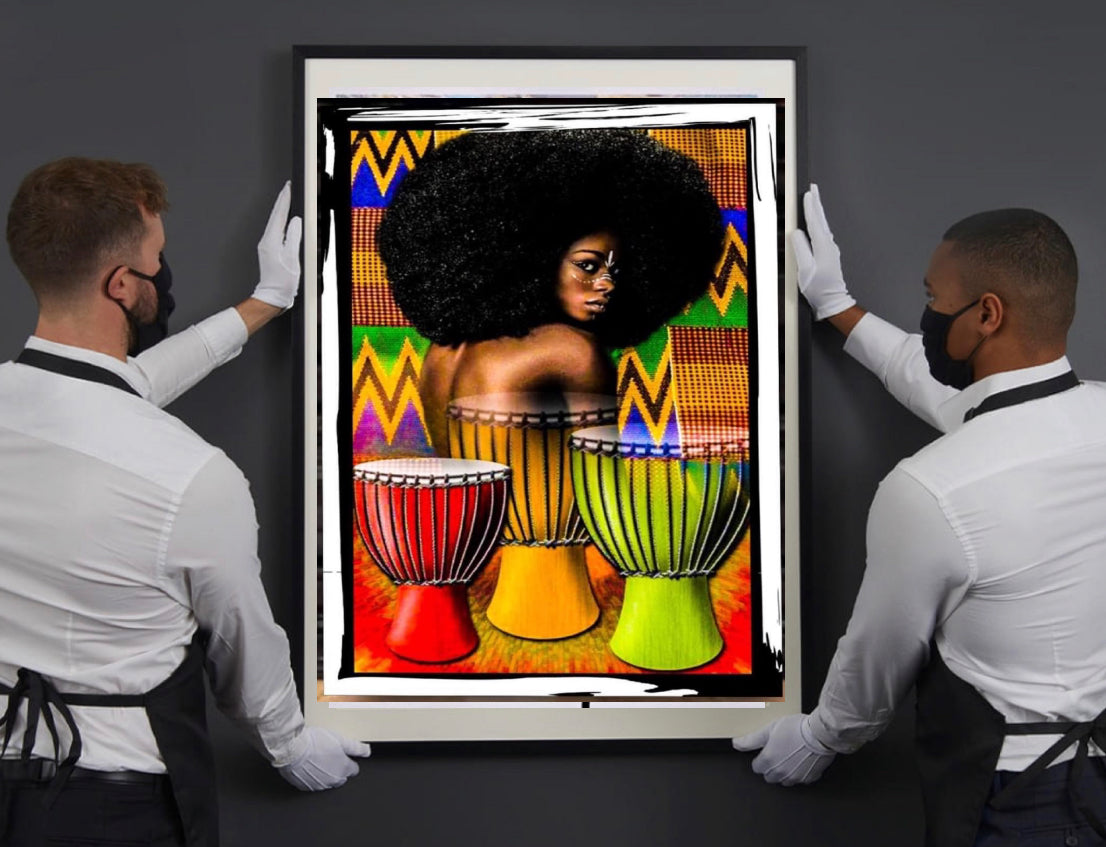 African art canvas print wall hanging ready to display: Size 50x80 cm ~By Remi Okuleye