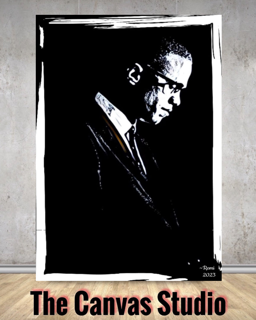 An amazing black&white    Malcolm X canvas print wall hanging ready to display Size 50x60 cm