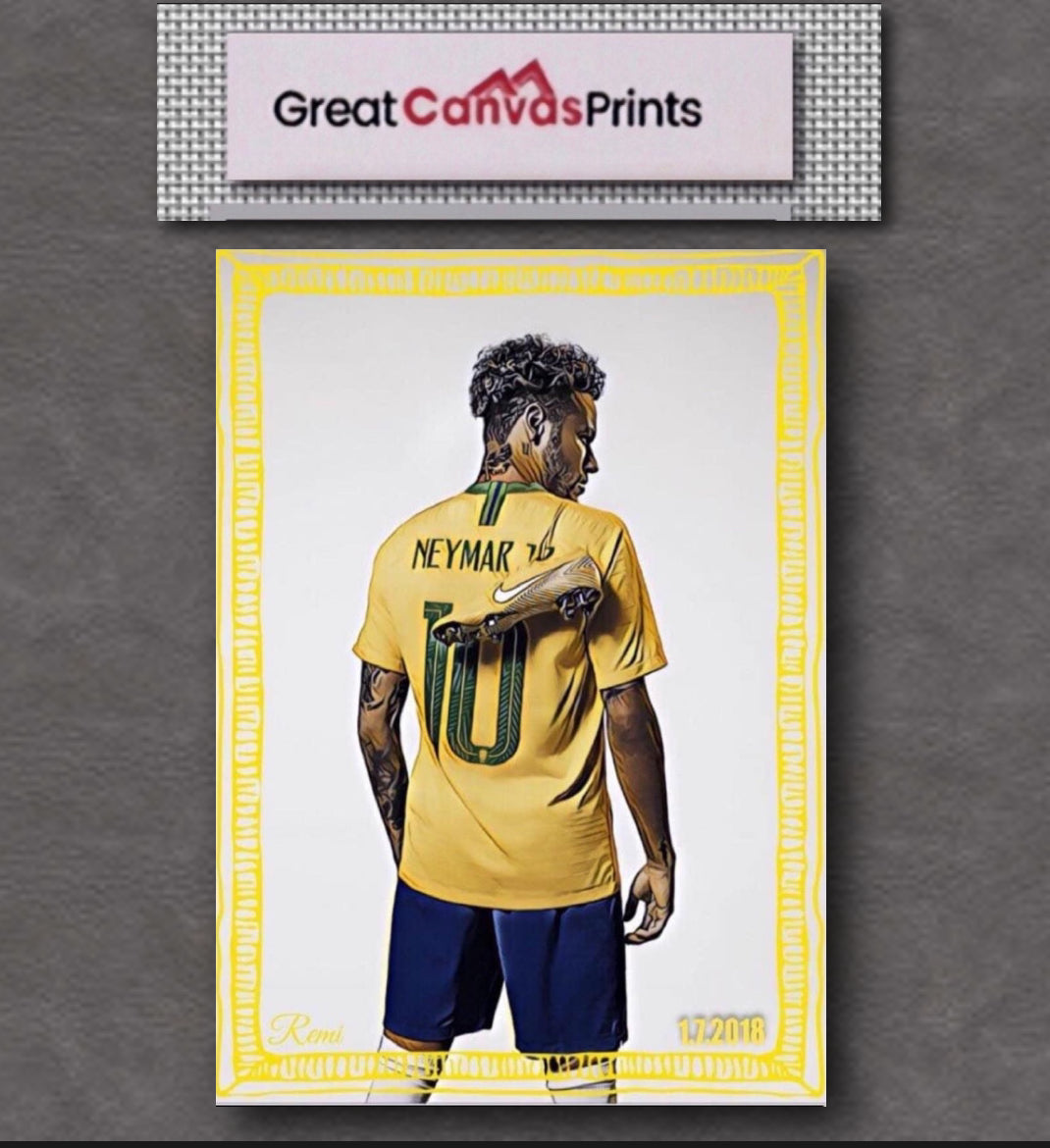 A Neymar Photo Canvas Print  Wall Hanging ready to display size 50x60cm : By Remi Okuleye