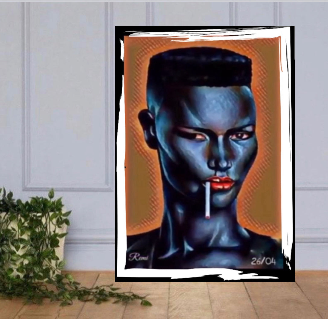 An amazing GRACE JONES canvas print wall hanging ready to display: Size 50x80 cm ~ Remi Okuleye