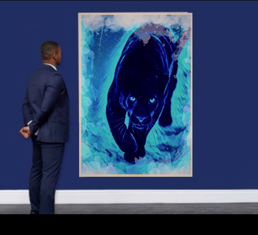 An Amazing A BLACK PANTHER canvas print wall hanging ready to display : Size 50x80 cm ~By Remi Okuleye