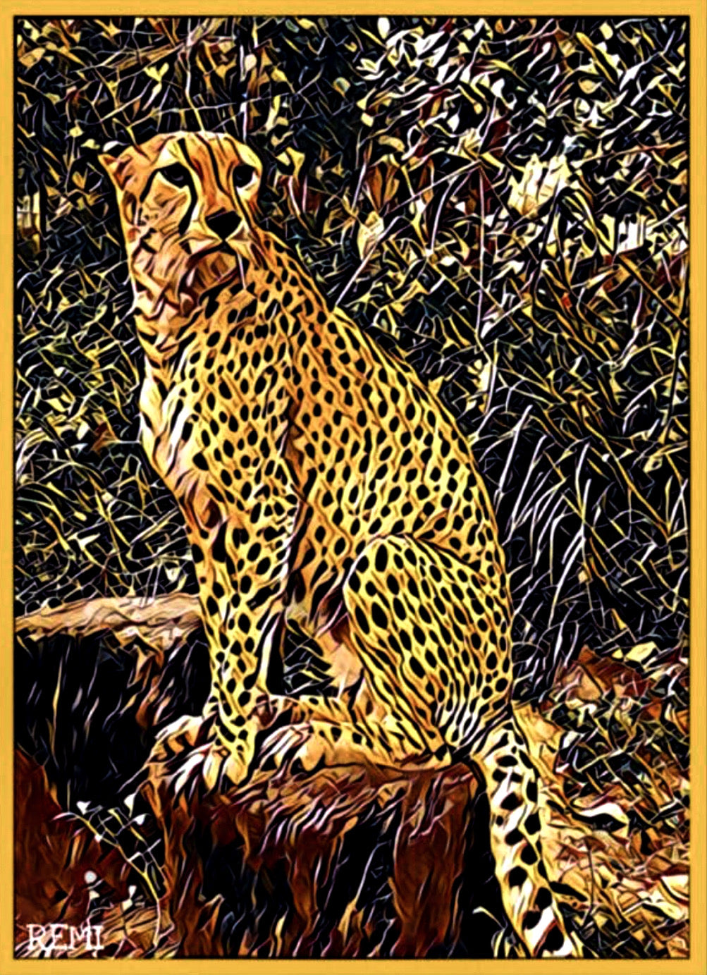 An amazing 1pc Golden Cheetah Animal Art Canvas Print Wall Decor, Picture, Leopard Print For Living Room Decoration, Read to Display Size 50x80cm