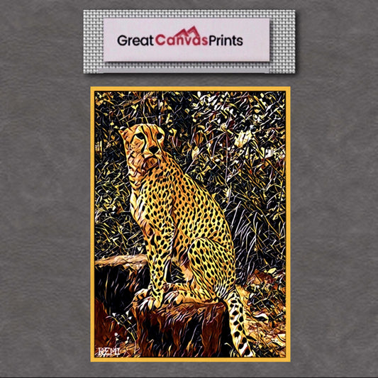 An amazing 1pc Golden Cheetah Animal Art Canvas Print Wall Decor, Picture, Leopard Print For Living Room Decoration, Read to Display Size 50x80cm