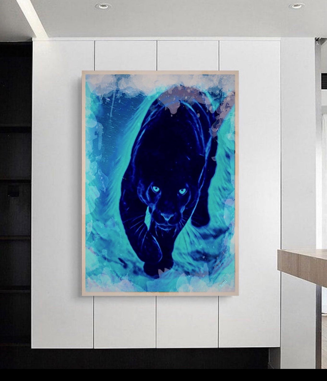 An Amazing A BLACK PANTHER canvas print wall hanging ready to display : Size 50x80 cm ~By Remi Okuleye