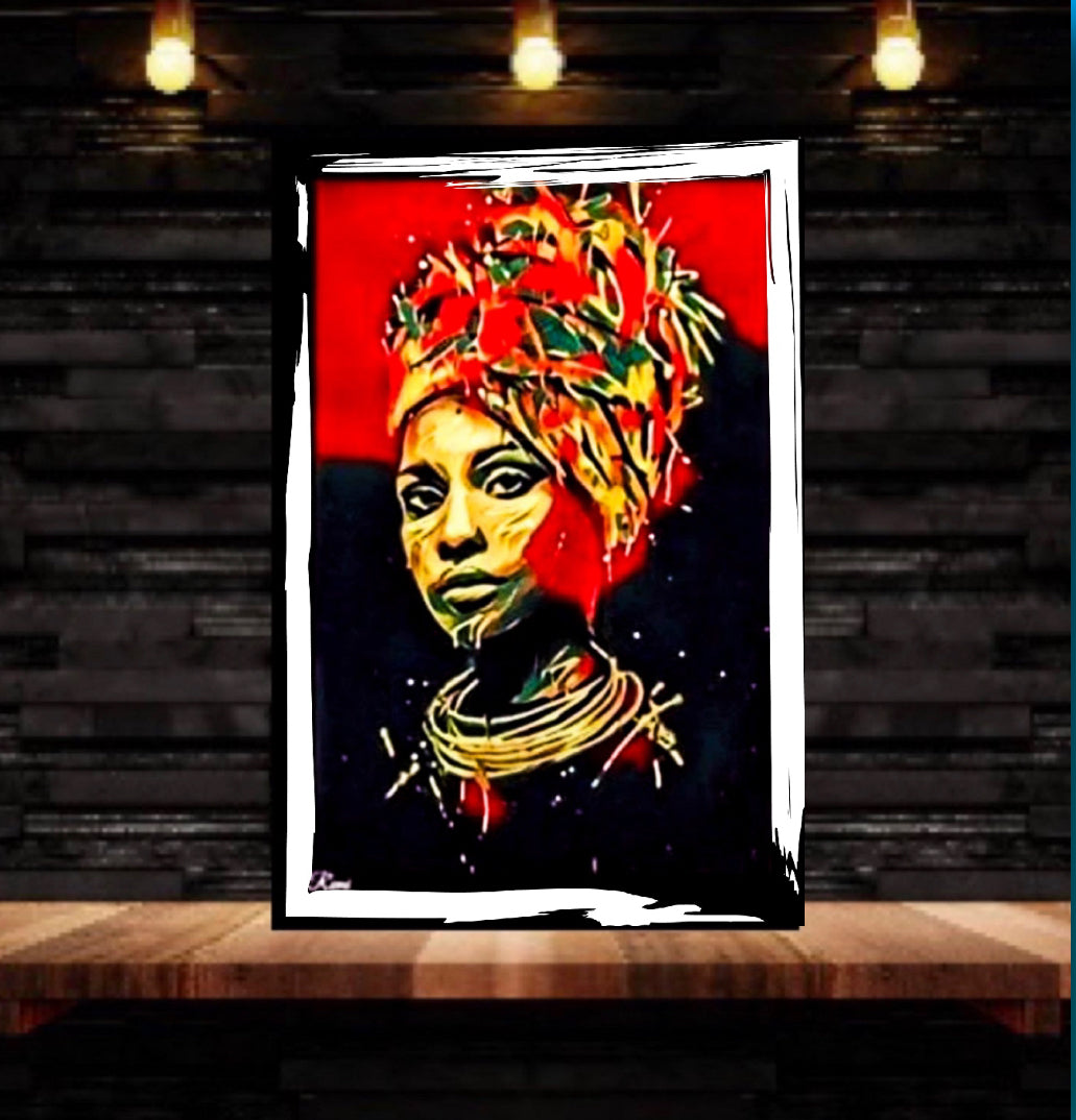 African women in traditional headdress canvas print wall hanging ready to display Size 50x60 cm