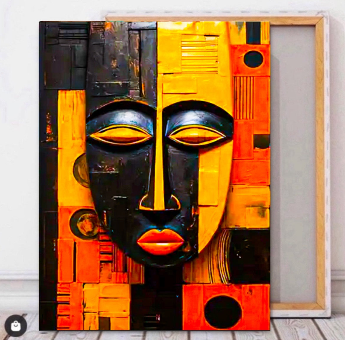 African Mask poster  Canvas Art Print, 50x70 cm - Framed Wall Decor for Living Room & Bedroom comes ready to display