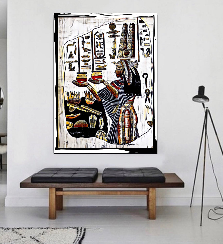 Ancient Egyptian canvas print wall hanging ready to display : 50x60cm~By Remi Okuleye