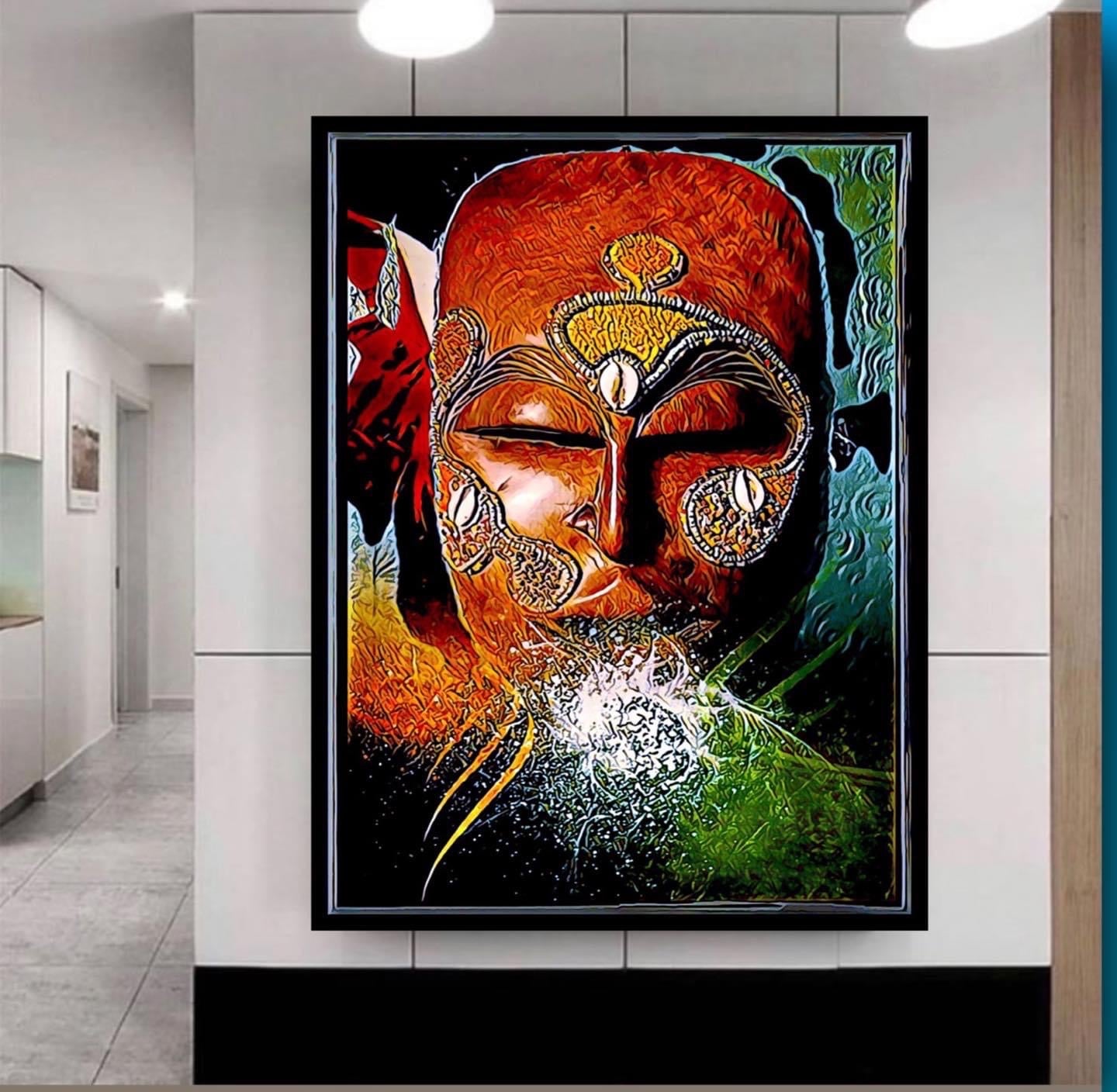 An original design African Art canvas print wall hanging size 50x60 ~By Remi Okuleye