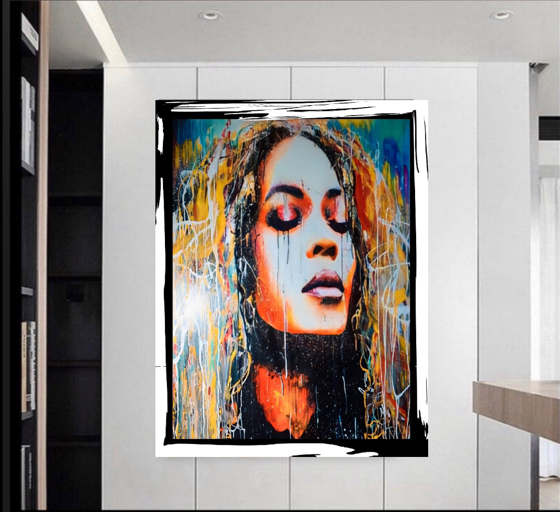 Beyonce graffiti canvas print wall hanging ready to display Size 50x60 cm